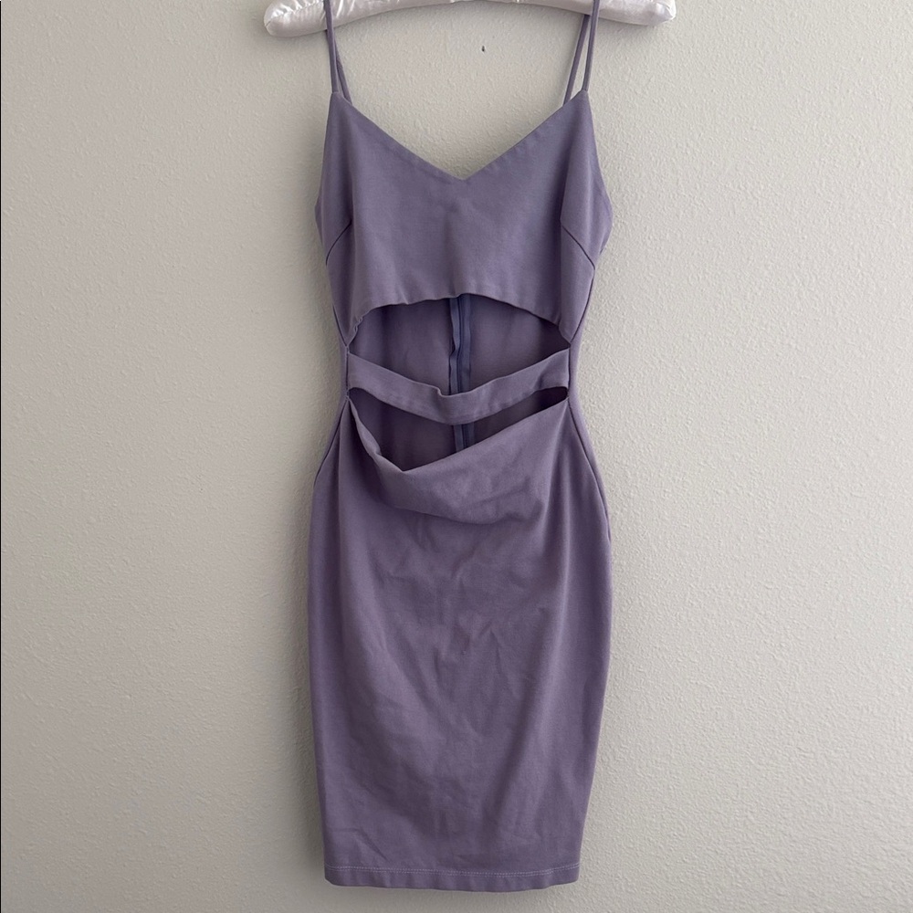 Lilac Cutout Spaghetti Strap Bodycon Dress